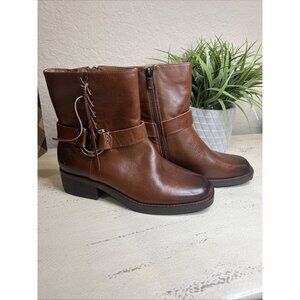 Lucky Brand Kamany Braided Bootie Ankle Boot, Roasted brown Sz 7.5 Women’s